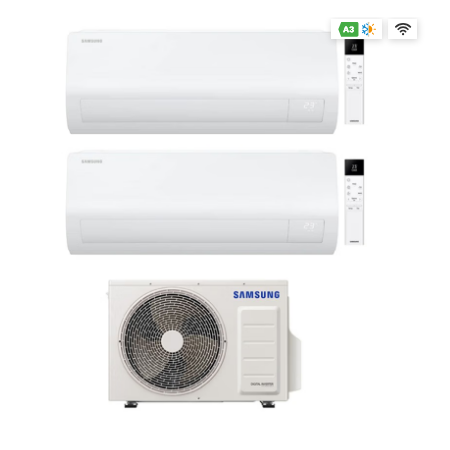CONDIZIONATORE SAMSUNG DUAL SPLIT CEBU S2 9000+9000 BTU WIFI INVERTER AJ040TXJ2KG/EU A+++